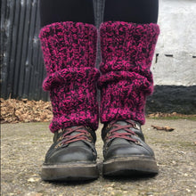Load image into Gallery viewer, Leg Warmers - Raspberry and Metallic Black