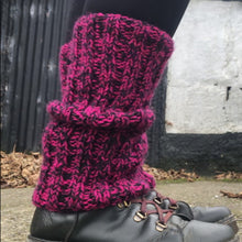 Load image into Gallery viewer, Leg Warmers - Raspberry and Metallic Black