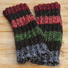 Load image into Gallery viewer, Leg Warmers - Strippy with Metallic Black