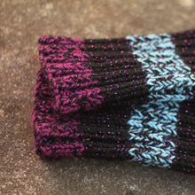 Load image into Gallery viewer, Leg Warmers - Strippy with purple and blues
