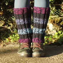 Load image into Gallery viewer, Leg Warmers - Strippy with purple and blues
