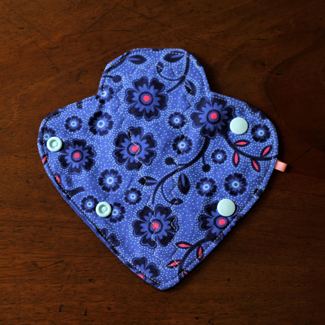 'Blue Floral' Thong Menstrual Cloth Pad